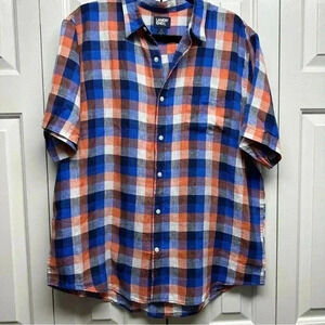 Lands End blue Large 100% linen shirt! Beautiful, high quality button down